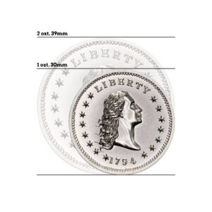 1794 FLOWING HAIR DOLLAR TRIBUTE – HIGH RELIEF – 1 TROY OUNCE – 30MM (THICK)