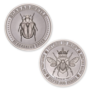 SILVER BUG SERIES –  SCARAB BEETLE – 1 TROY OUNCE – 39MM