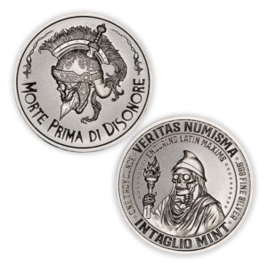 VERITAS NUMISMA SERIES – ENDURING LATIN MAXIMS – MORTE PRIMA DI DISONORE – 1 TROY OUNCE – 39MM